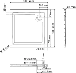 Фото Поддон для душа Wasserkraft Salm 27T03 90х90 см