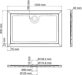 Фото Поддон для душа Wasserkraft Salm 27T06 120х80 см
