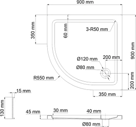 Фото Поддон для душа Wasserkraft Isen 26T01 90x90 см