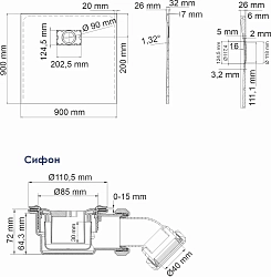Фото Поддон для душа Wasserkraft Elbe 74T03 90x90 см