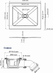 Фото Поддон для душа Wasserkraft Elbe 74T10 120х100 см