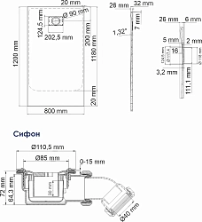 Фото Поддон для душа Wasserkraft Main 41T06 120x80 см