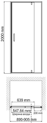 Фото Душевая дверь в нишу Wasserkraft Neime 19P04 90 см