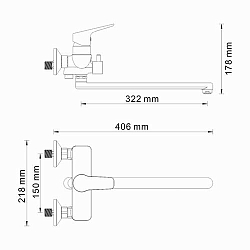 Фото Смеситель Wasserkraft Lippe 4502L для ванны с душем