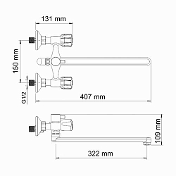 Фото Смеситель Wasserkraft Amper 2902L для ванны с душем