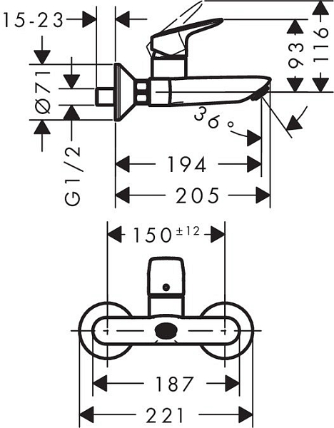 Смеситель Hansgrohe Logis 71225000 для раковины , изображение 2