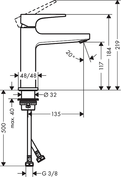 Смеситель Hansgrohe Metropol 74507000 для раковины , изображение 5