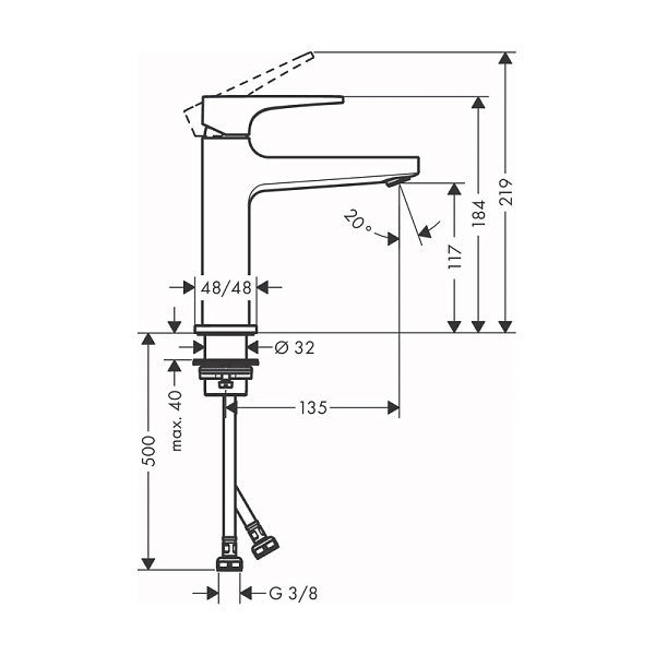 Смеситель Hansgrohe Metropol 32507700 для раковины , изображение 2