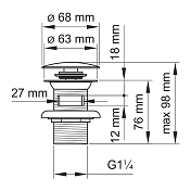 Донный клапан Wasserkraft A080 для раковины , изображение 2