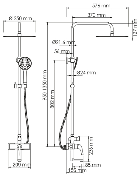 Душевая стойка Wasserkraft Sauer A17101 , изображение 7