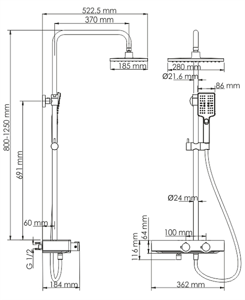 Душевая стойка Wasserkraft A11301 Thermo , изображение 7