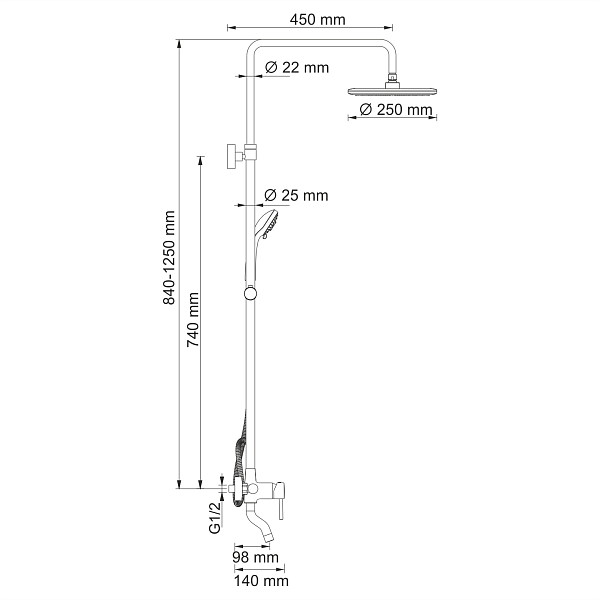 Душевая стойка Wasserkraft A14401 , изображение 8