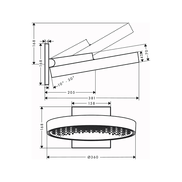 Верхний душ Hansgrohe Rainfinity 26230700 , изображение 2