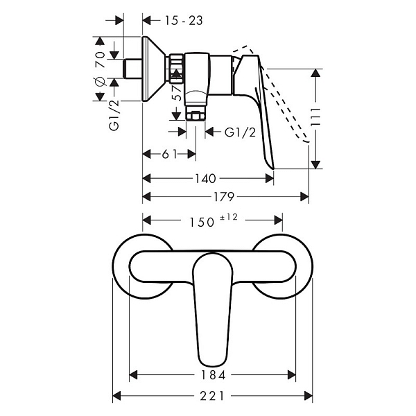 Смеситель Hansgrohe Logis E 71602000 для душа , изображение 2