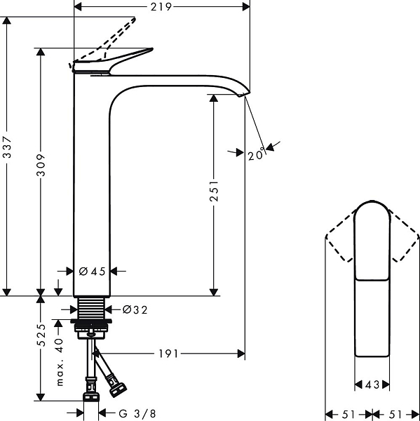 Смеситель Hansgrohe Vivenis 75042000 для раковины , изображение 4