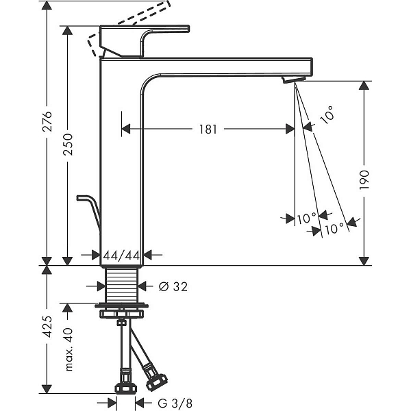 Смеситель Hansgrohe Vernis Shape 71562000 для раковины , изображение 2