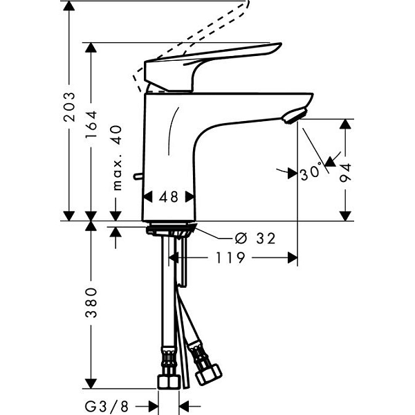 Смеситель Hansgrohe Logis E 71161000 для раковины , изображение 4