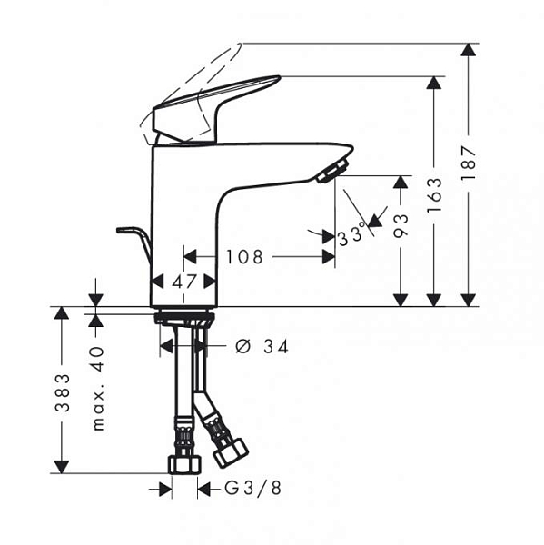 Смеситель Hansgrohe Logis 71102000 для раковины , изображение 2