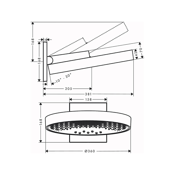Верхний душ Hansgrohe Rainfinity 26234990 , изображение 3