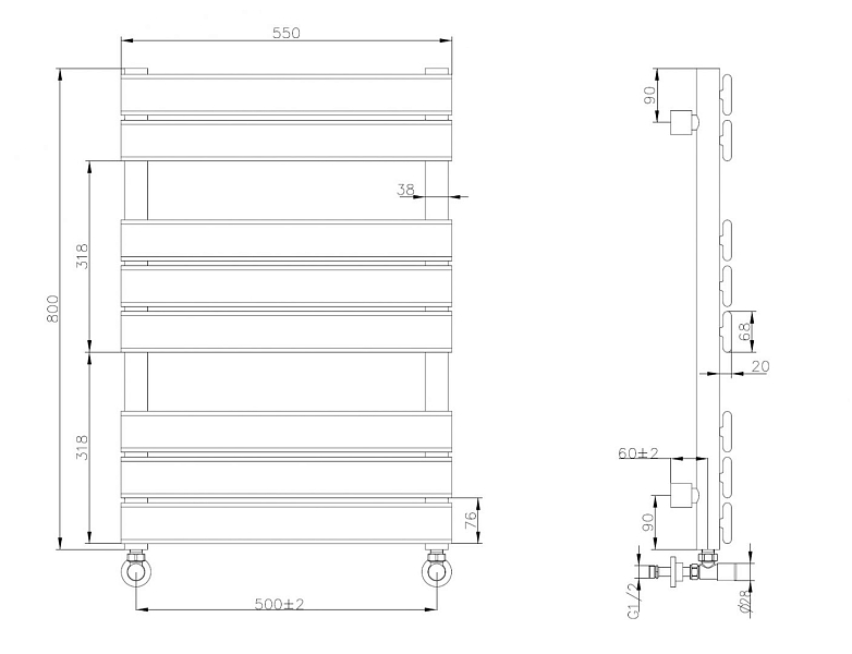 Полотенцесушитель водяной Boheme Venturo 50x80 черный , изображение 3