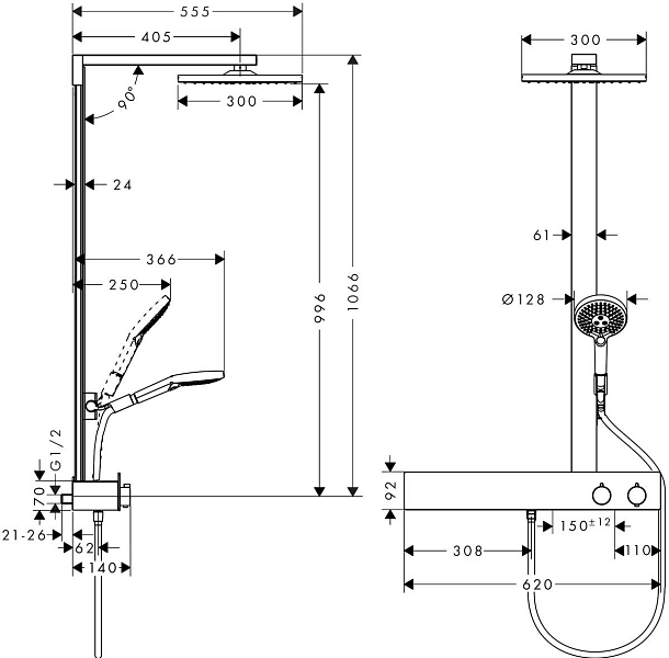 Душевая стойка Hansgrohe Raindance E 27363000 , изображение 5