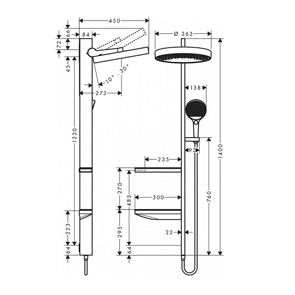 Душевая стойка Hansgrohe Rainfinity 26842000 , изображение 2