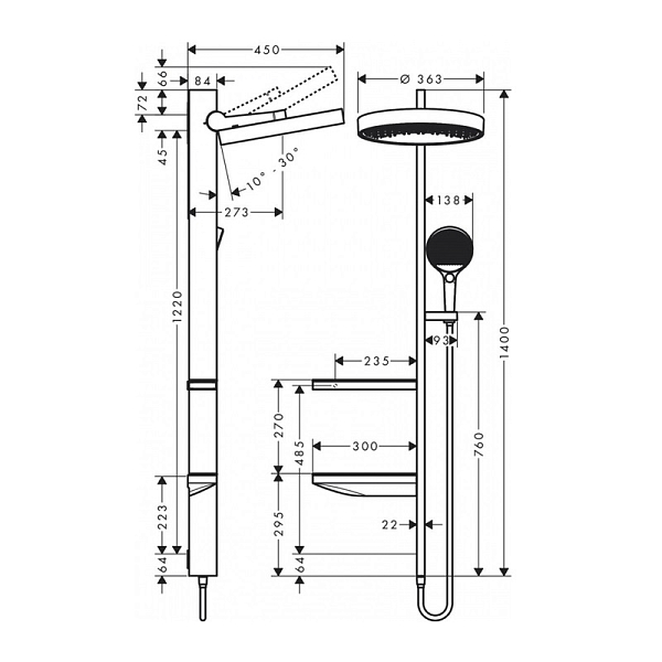 Душевая стойка Hansgrohe Rainfinity 26842700 , изображение 15
