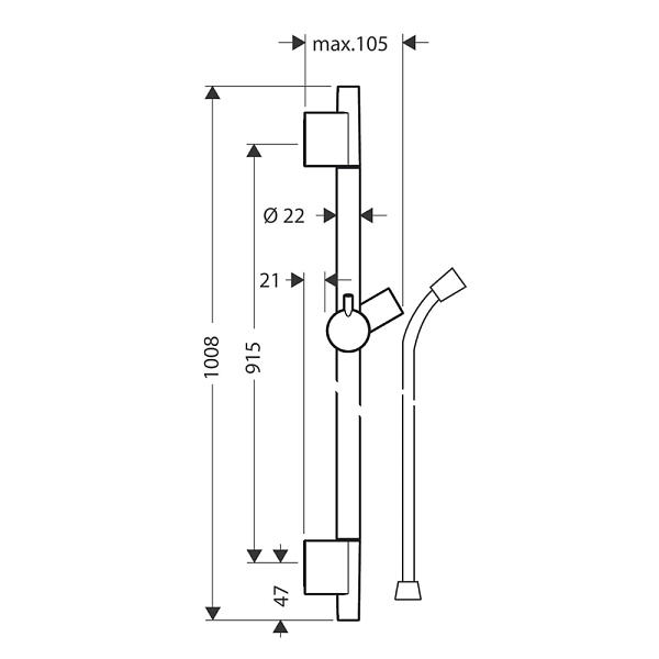 Душевая штанга Hansgrohe Unica 28631990 , изображение 3