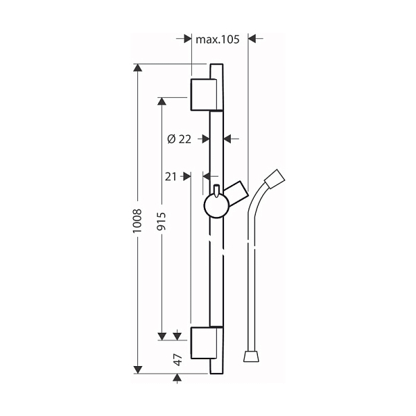Душевая штанга Hansgrohe Unica 28631700 , изображение 4