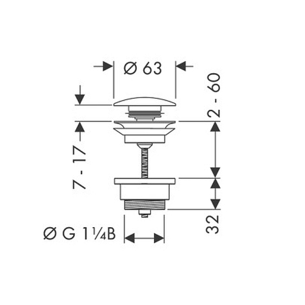 Донный клапан Hansgrohe 50100990 для раковины , изображение 2