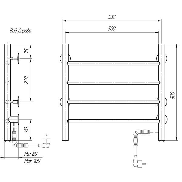 Полотенцесушитель электрический Domoterm Классик 50x50 R , изображение 4