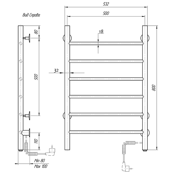 Полотенцесушитель электрический Domoterm Классик 50x80 R , изображение 4