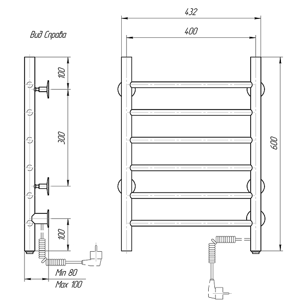 Полотенцесушитель электрический Domoterm Аврора 40х60 R , изображение 4