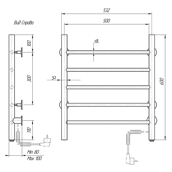 Полотенцесушитель электрический Domoterm Аврора 50x60 R , изображение 4