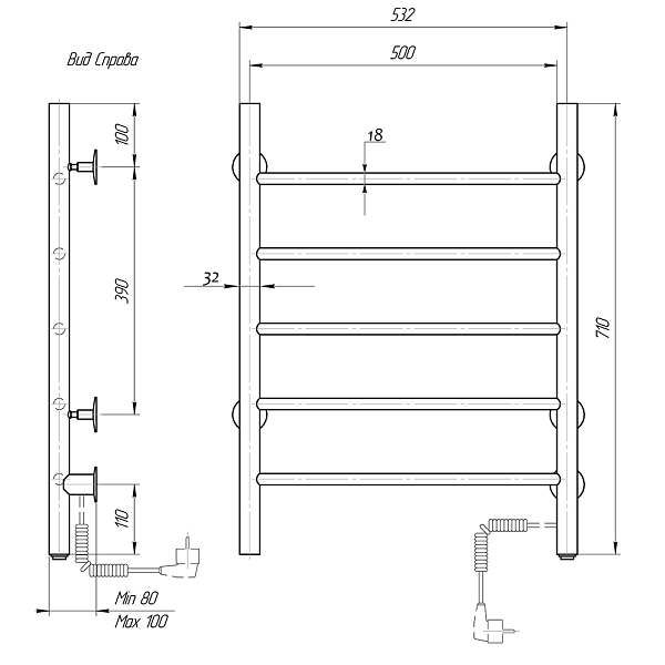 Полотенцесушитель электрический Domoterm Аврора 50x70 R , изображение 3