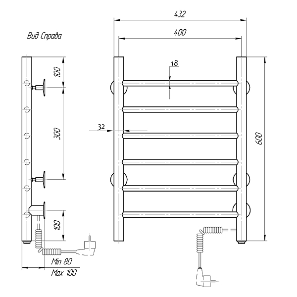 Полотенцесушитель электрический Domoterm Аврора 40x60 R , изображение 4