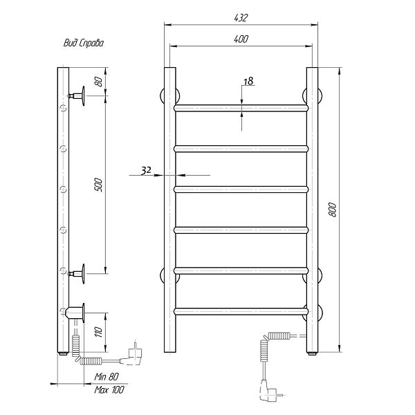 Полотенцесушитель электрический Domoterm Аврора 40x80 R , изображение 4