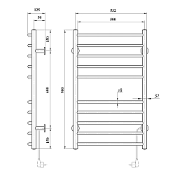 Фото Полотенцесушитель электрический Domoterm Аврора 50x85 R