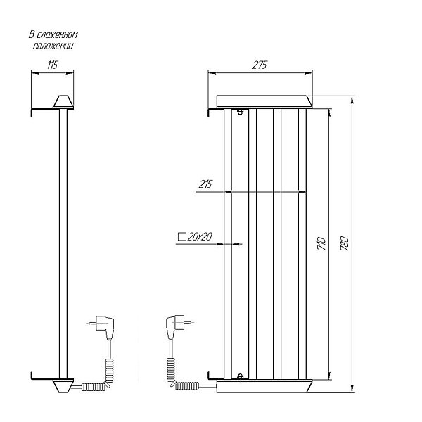 Полотенцесушитель электрический Domoterm Полка 80х25 L , изображение 4