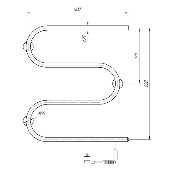 Полотенцесушитель электрический Domoterm М-образный 60x60 R , изображение 4