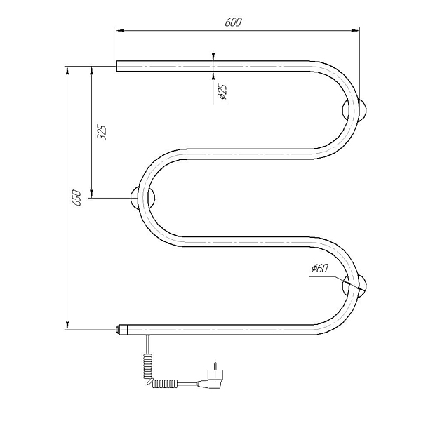 Полотенцесушитель электрический Domoterm М-образный 60x60 L , изображение 4