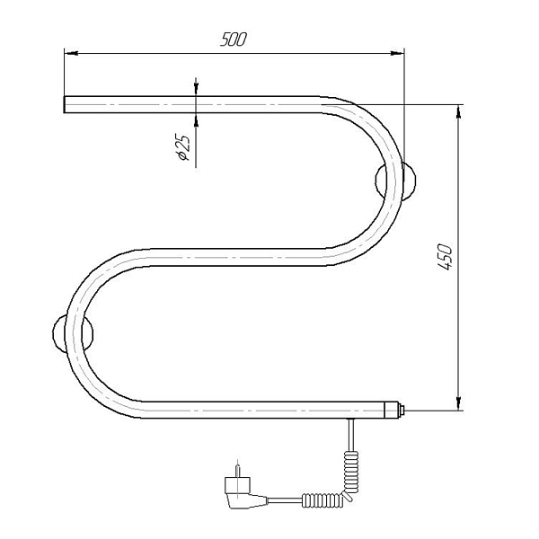 Полотенцесушитель электрический Domoterm S-образный 50x40 R , изображение 4