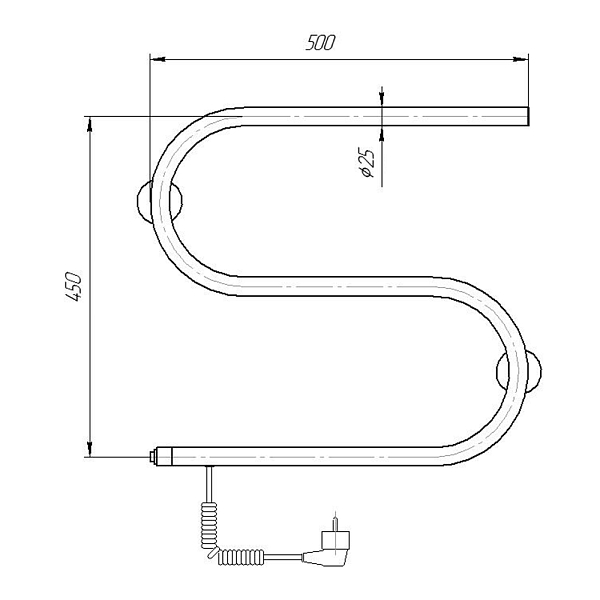 Полотенцесушитель электрический Domoterm S-образный 50x40 L , изображение 4