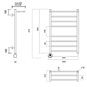 Изображение Полотенцесушитель электрический Domoterm Медея 50x80 L с полкой Полотенцесушитель электрический Domoterm Медея 50x80 L с полкой , изображение 3