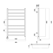Полотенцесушитель электрический Domoterm Квадро П8 50х80 L хром , изображение 3