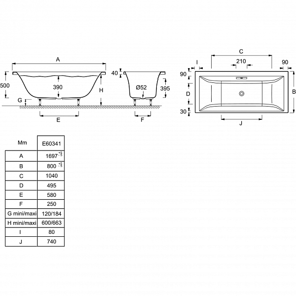 Акриловая ванна Jacob Delafon Evok E60341-00 170х80 , изображение 6