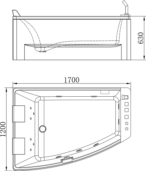 Акриловая ванна Orans 65100XL 170x120 , изображение 2