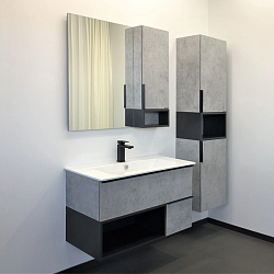 Фото Тумба с раковиной Comforty Франкфурт 90 бетон светлый, с раковиной Quadro 90