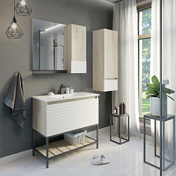 Фото Тумба с раковиной Comforty Страсбург 90 дуб дымчатый, с раковиной Quadro 90