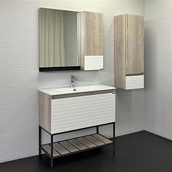 Фото Тумба с раковиной Comforty Страсбург 90 дуб дымчатый, с раковиной Quadro 90